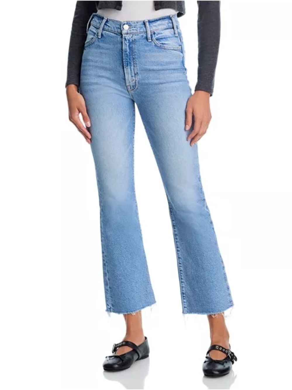 Mother The Hustler Ankle Fray Jeans Light Wash Bootcut Size 25
